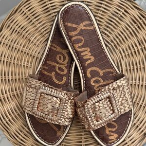 Sam Edelman Tan Woven Slide Sandals
